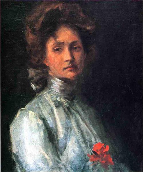 Portrait of a Young Woman by William Merritt Chase Impressionism Art dated 1905