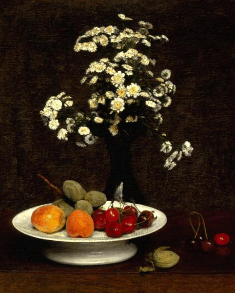 Still Life With Flowers by Henri Fantin-Latour Realism Art dated 1864