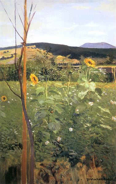 Sunflowers by Jacek Malczewski Art Nouveau (Modern) Art