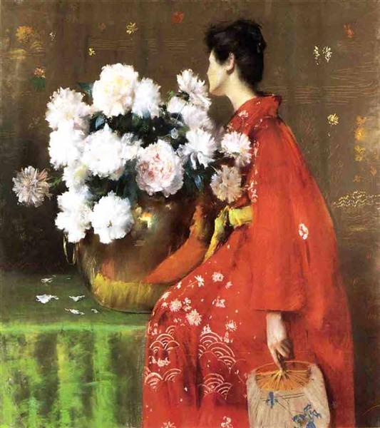 Peonies by William Merritt Chase Japonism Art dated 1897