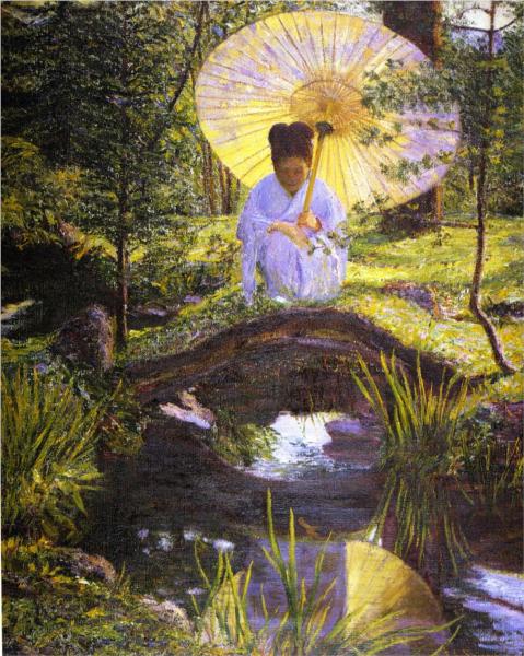 In a Japanese Garden by Lilla Cabot Perry Impressionism Art dated 1901