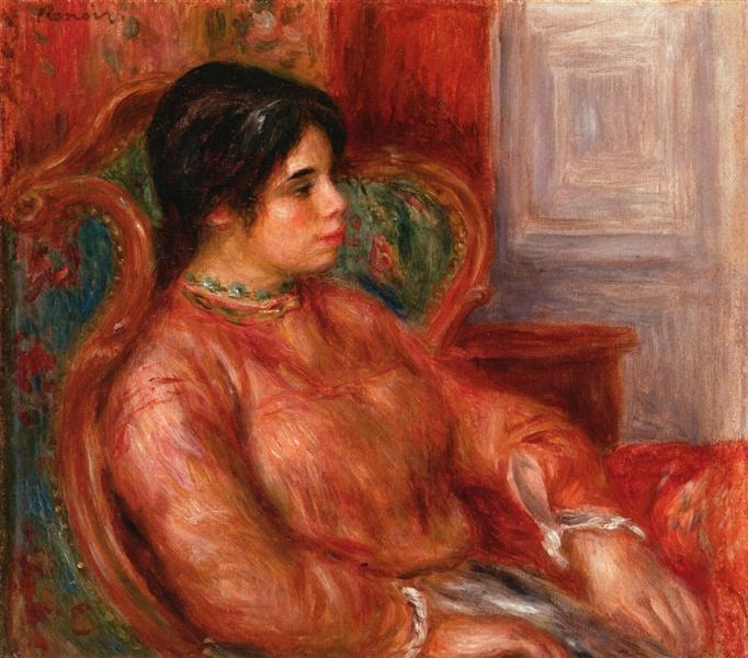 Woman with Green Chair by Pierre-Auguste Renoir Impressionism Art dated 1900