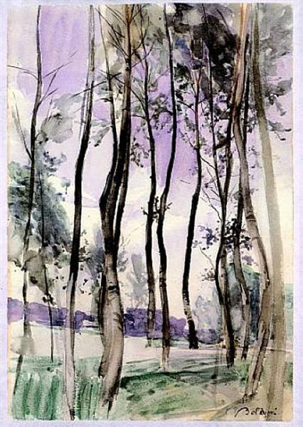 Landscape with Trees by Giovanni Boldini Realism Art dated 1900