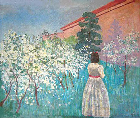 A garden in Blossom by Victor Borisov-Musatov Post-Impressionism Art dated 1900