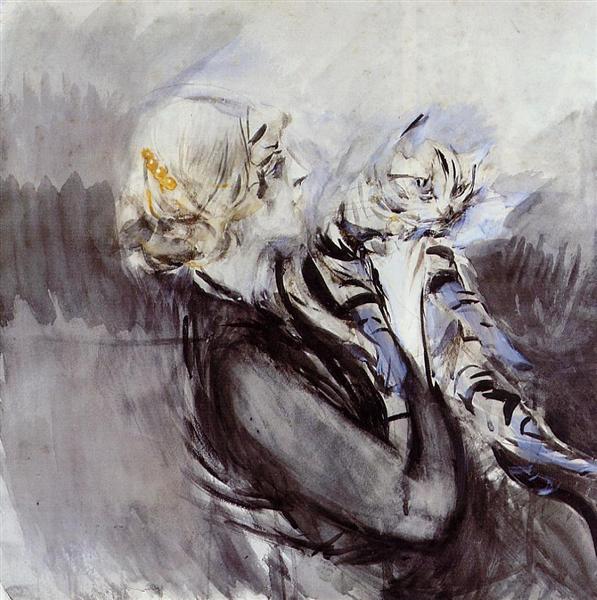 A Lady with a Cat by Giovanni Boldini Kitsch Art