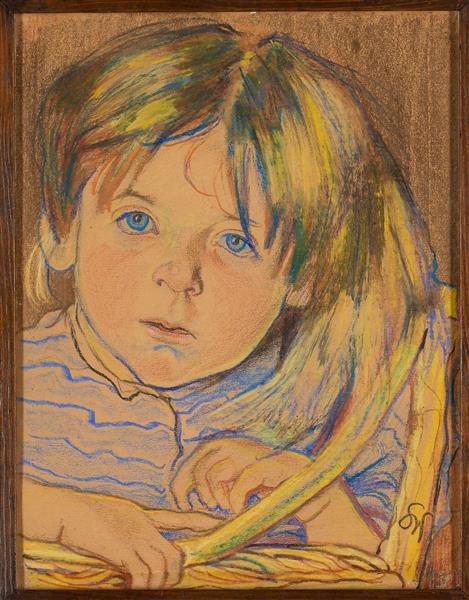 Child&#39;s Head by Stanisław Wyspiański Art Nouveau (Modern) Art dated 1900