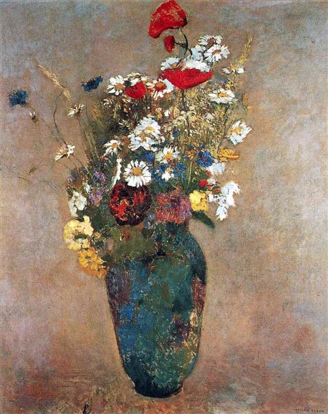 Vase with flowers by Odilon Redon Realism Art