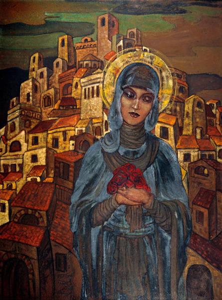 Roses of Heart. Princess Olga. by Nicholas Roerich Art Nouveau (Modern) Art dated 1923