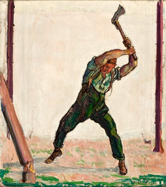 The Woodman by Ferdinand Hodler Art Nouveau (Modern) Art dated 1910