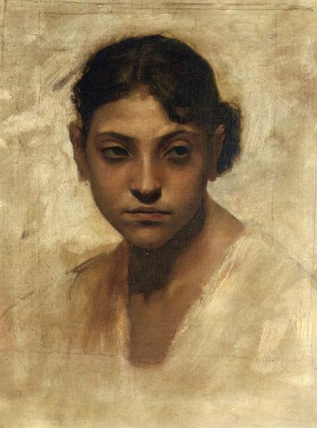 Head of Capri Girl by John Singer Sargent Realism Art dated 1878