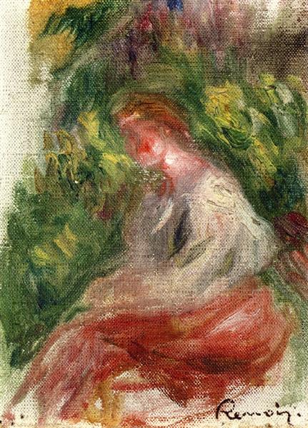 Young Woman, Seated by Pierre-Auguste Renoir Impressionism Art