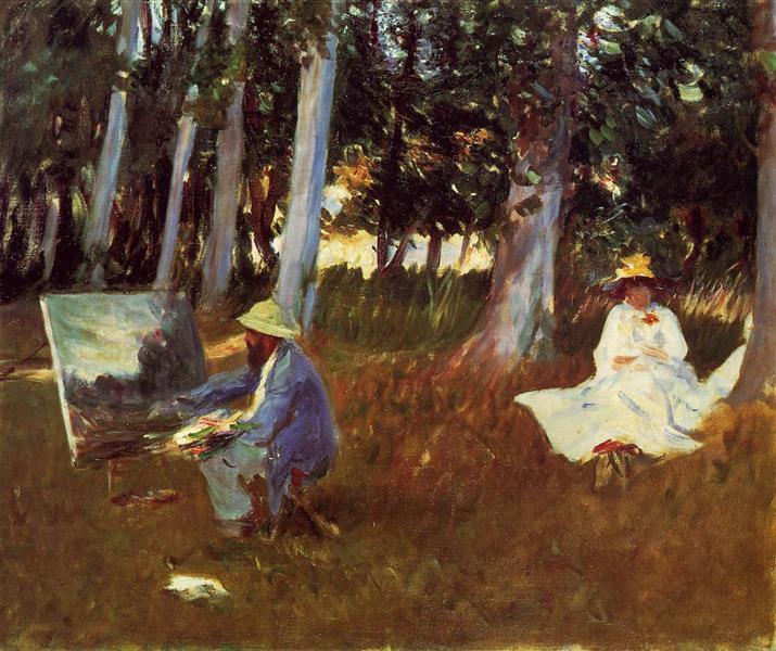 Claude Monet Painting by the Edge of a Wood by John Singer Sargent Impressionism Art dated 1885