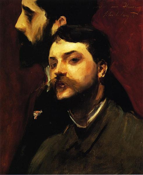 Francois Flameng and Paul Helleu by John Singer Sargent Impressionism Art dated 1885