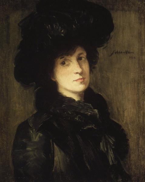 Girl in Black by Julian Alden Weir Impressionism Art dated 1910