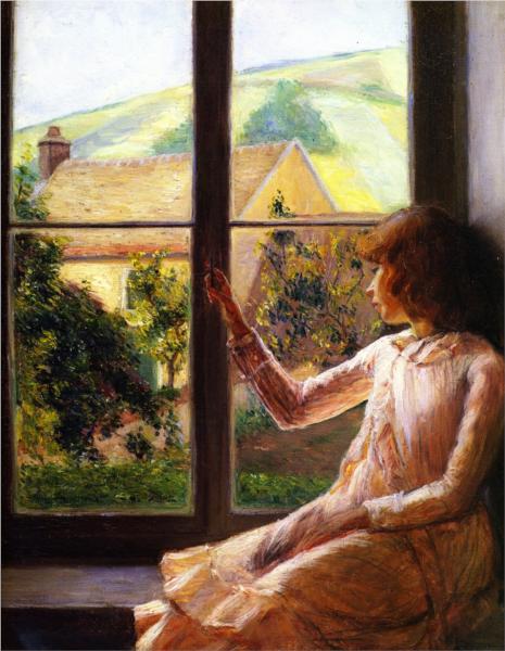 Child in Window by Lilla Cabot Perry Impressionism Art dated 1891