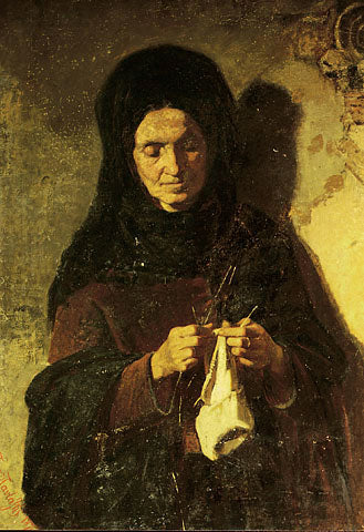 Woman knitting by Pericles Pantazis Impressionism Art