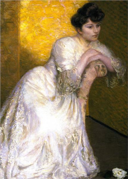 The Yellow Screen by Lilla Cabot Perry Impressionism Art dated 1907