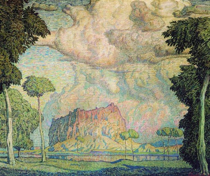 Tropical landscape by Konstantin Bogaevsky Symbolism Art dated 1906