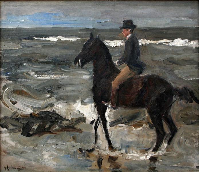 Rider on the Beach by Max Liebermann Impressionism Art dated 1904