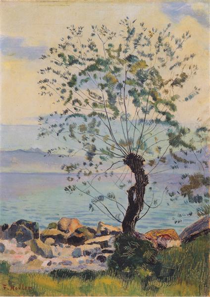 Willow tree by the lake by Ferdinand Hodler Post-Impressionism Art dated 1890