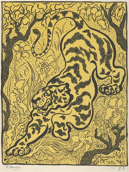 Tiger in the Jungle by Paul Ranson Art Nouveau (Modern) Art