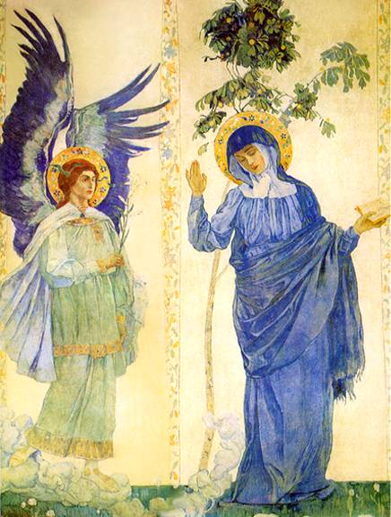 Annunciation by Mikhail Nesterov Art Nouveau (Modern) Art