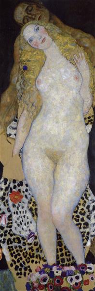 Adam and Eva (unfinished) by Gustav Klimt Art Nouveau (Modern) Art dated 1918