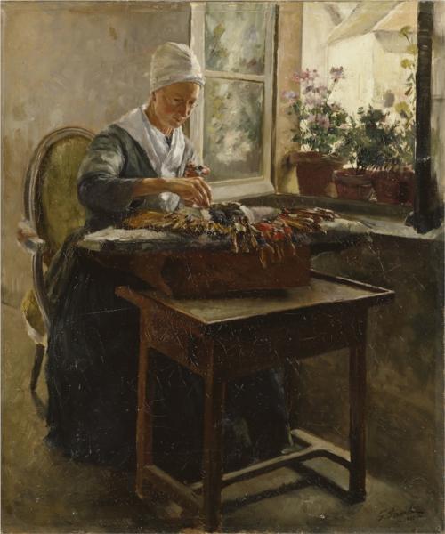 Spetsknypplerskan by Georg Pauli Realism Art dated 1885