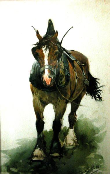 Horse by Tom Scott Realism Art dated 1890