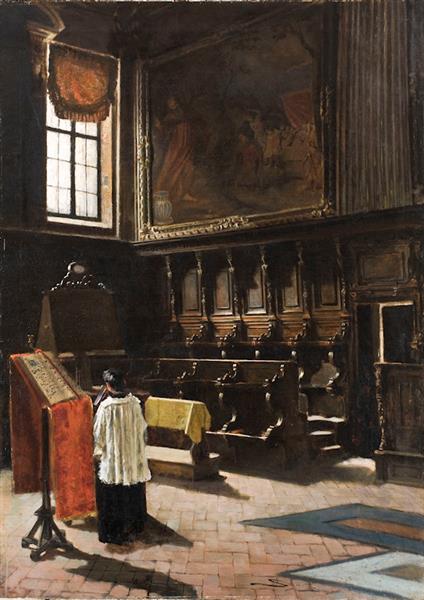 The Choir of the Church of Sant&#39;antonio Abate in Milan by Giovanni Segantini Realism Art dated 1879