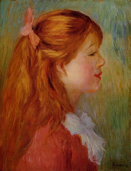 Young Girl with Long Hair in Profile by Pierre-Auguste Renoir Impressionism Art dated 1890