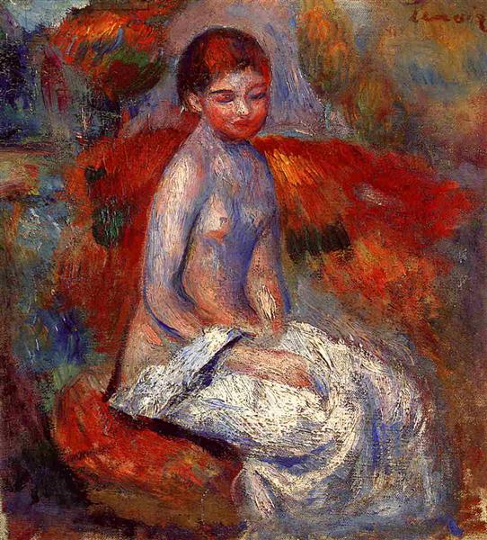 Nude Seated in a Landscape by Pierre-Auguste Renoir Impressionism Art