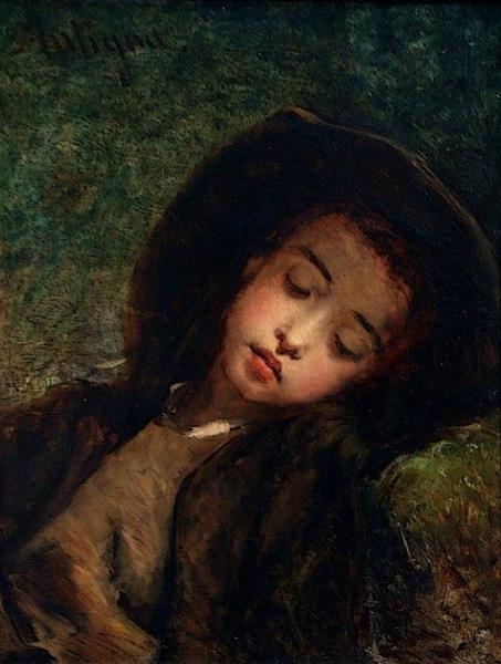 Young Breton Asleep by Alexandre Antigna Academicism Art dated 1857