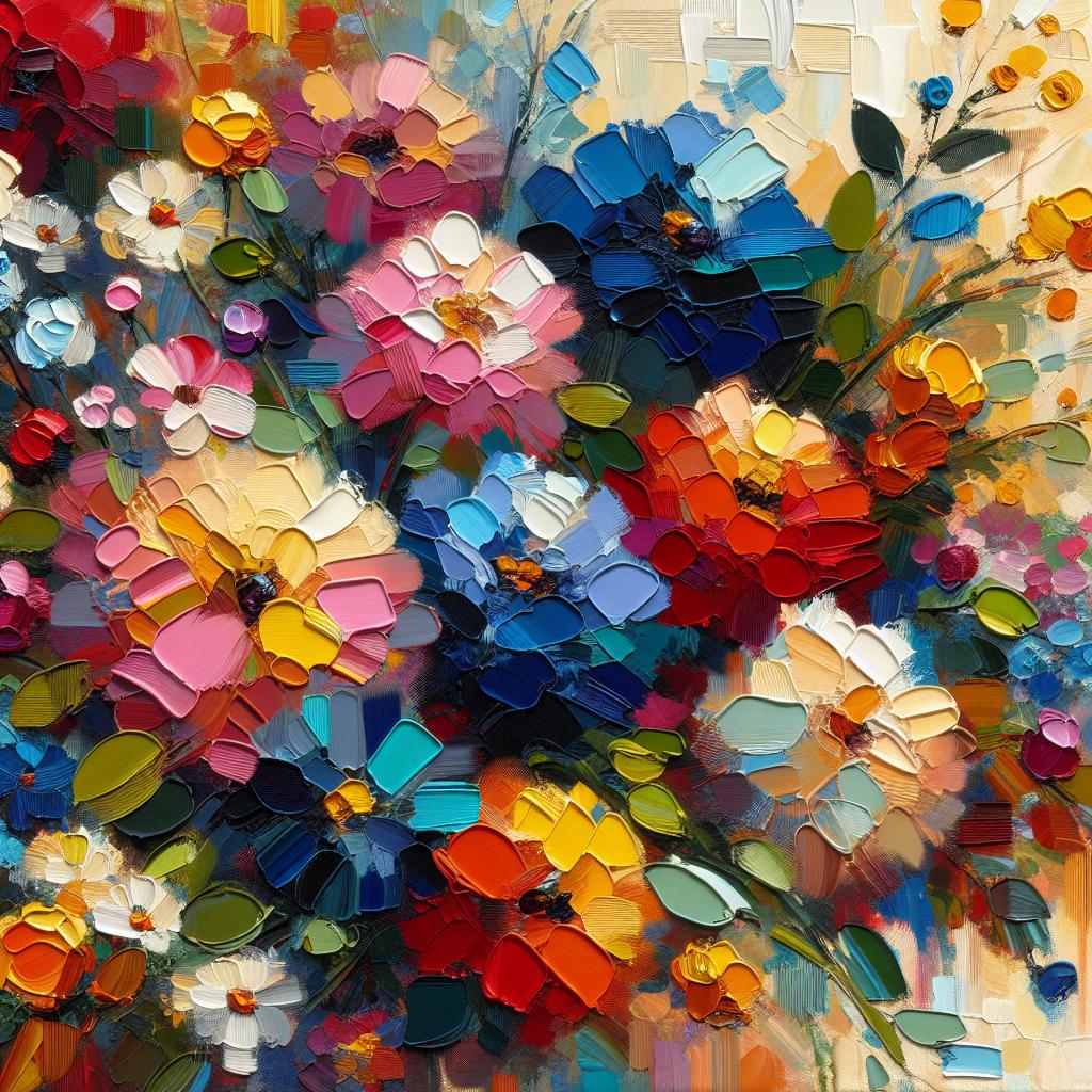 Vibrant Prasanna Blossomus: Modern Floral Oil Painting