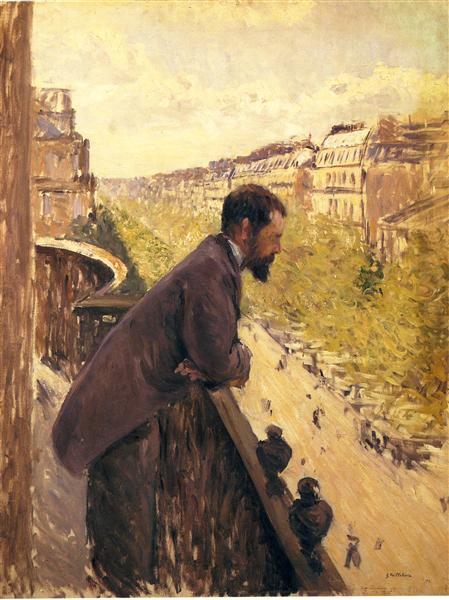 Man on a Balcony by Gustave Caillebotte Impressionism Art dated 1880