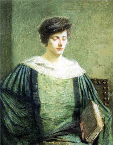 A Follower of Grolier by Julian Alden Weir Impressionism Art