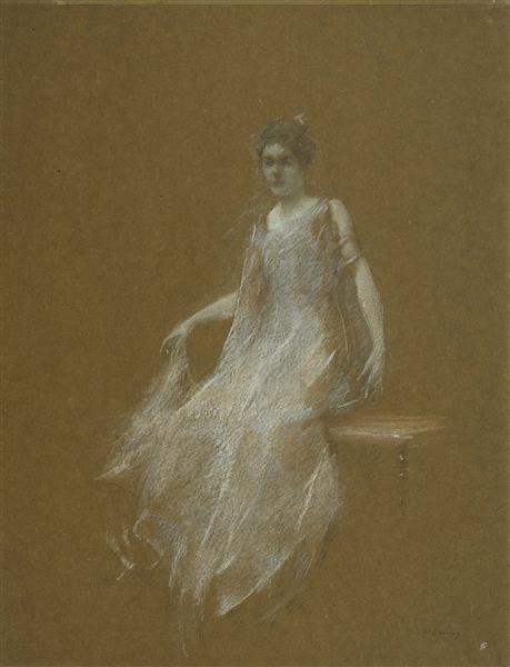 Lady in White 1895 by Thomas Dewing Tonalism Art