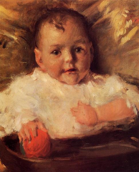 Bobbie, A Portrait Sketch by William Merritt Chase Impressionism Art dated 1899