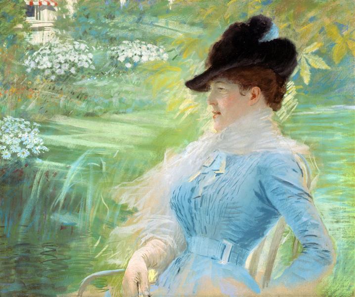 Lady in the garden by Giuseppe De Nittis Impressionism Art dated 1882