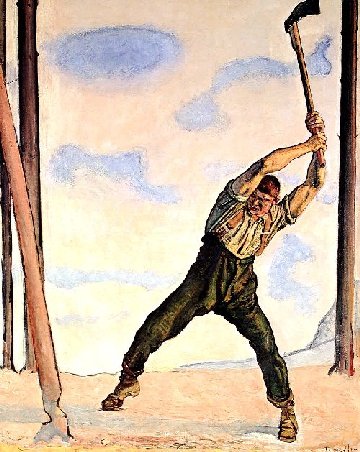 Lumberjack by Ferdinand Hodler Art Nouveau (Modern) Art dated 1910