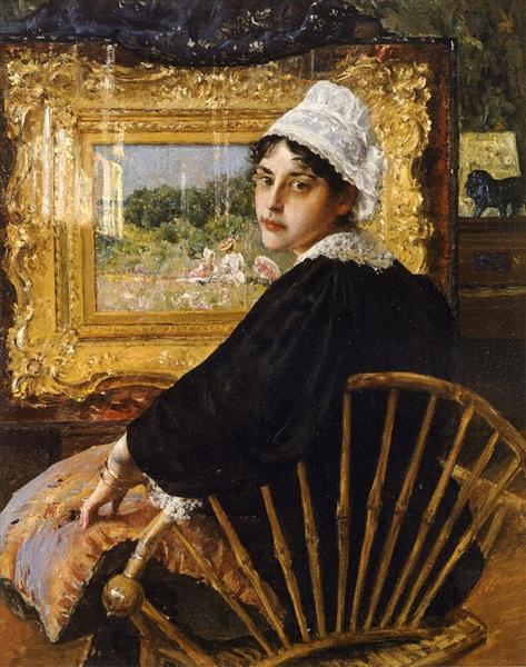 A Study (The Artist&#39;s Wife) by William Merritt Chase Impressionism Art dated 1892