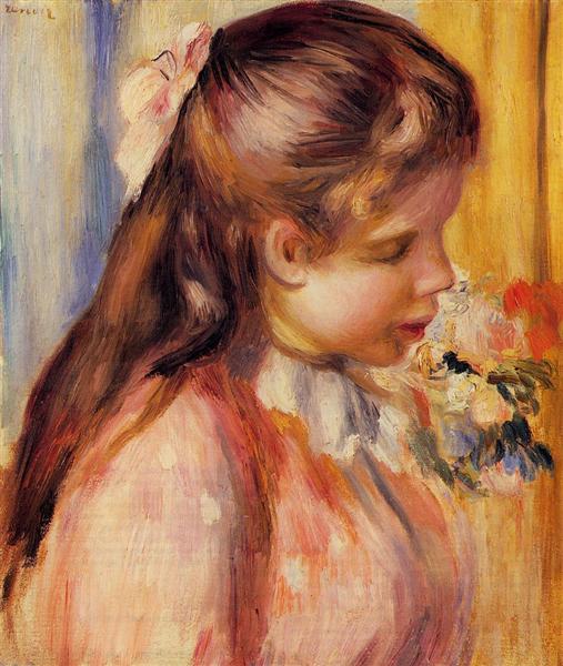 Bust of a Young Girl by Pierre-Auguste Renoir Impressionism Art dated 1895