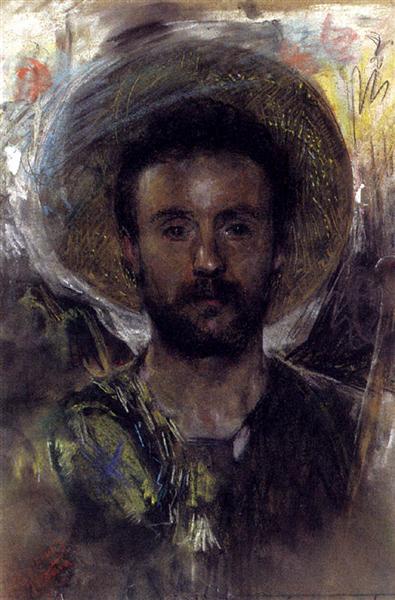 Self-&#173;portrait by Antonio Mancini Verism Art dated 1883