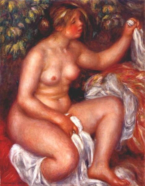 After the bath by Pierre-Auguste Renoir Impressionism Art dated 1910