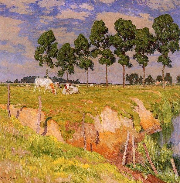 The caving in bank by Emile Claus Realism Art