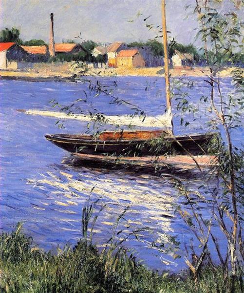 Anchored Boat On The Seine At Argenteuil by Gustave Caillebotte Impressionism Art