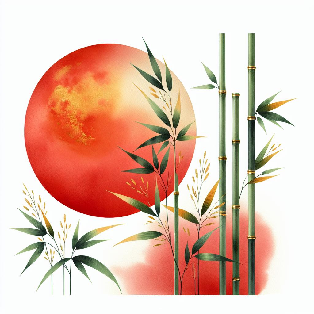 Luminiscent Prajna Japanese Art: Vibrant Surya Bamboo Vista