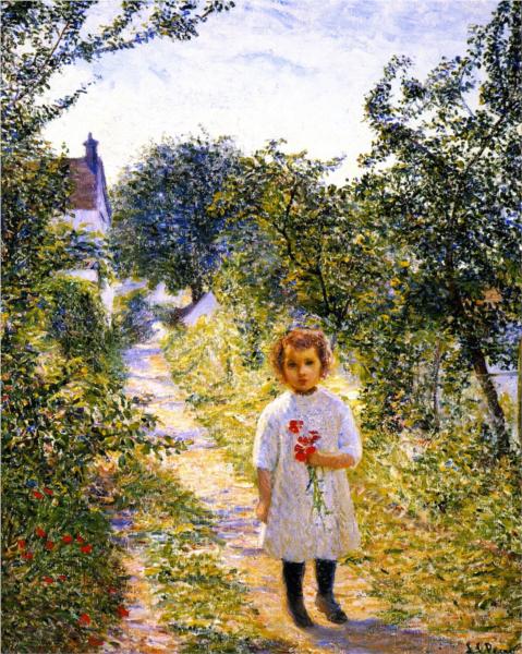 Little Girl n a Lane, Giverny by Lilla Cabot Perry Impressionism Art dated 1907