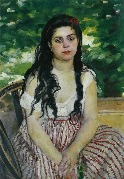 In summer (The Gypsy) by Pierre-Auguste Renoir Impressionism Art dated 1868