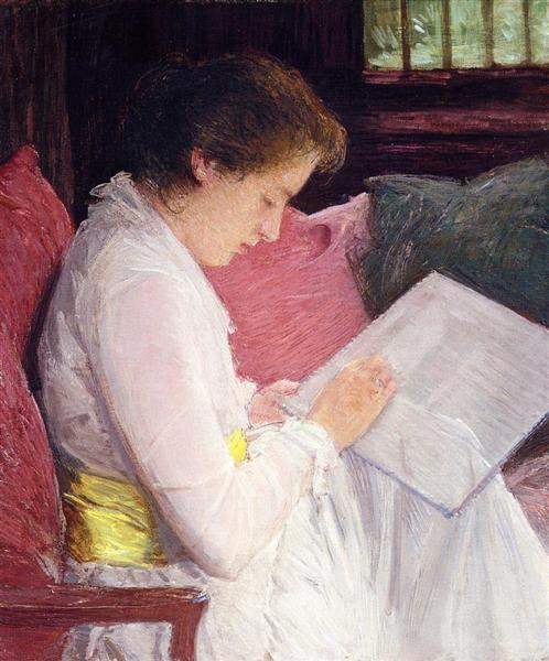 The Lace Maker by Julian Alden Weir Impressionism Art dated 1915